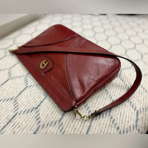 ETIENNE AIGNER Vintage Burgundy Leather Flex-Frame Shoulder Bag/Clurch Purse - Picture 6 of 16